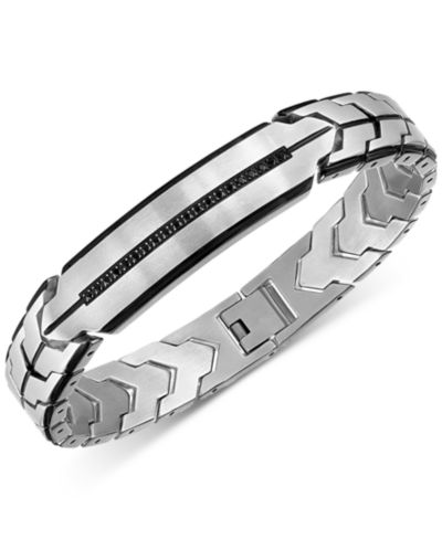 Мужской браслет Esquire Black Diamond Chevron Link (1/4 ct. t.w.) из нержавеющей стали