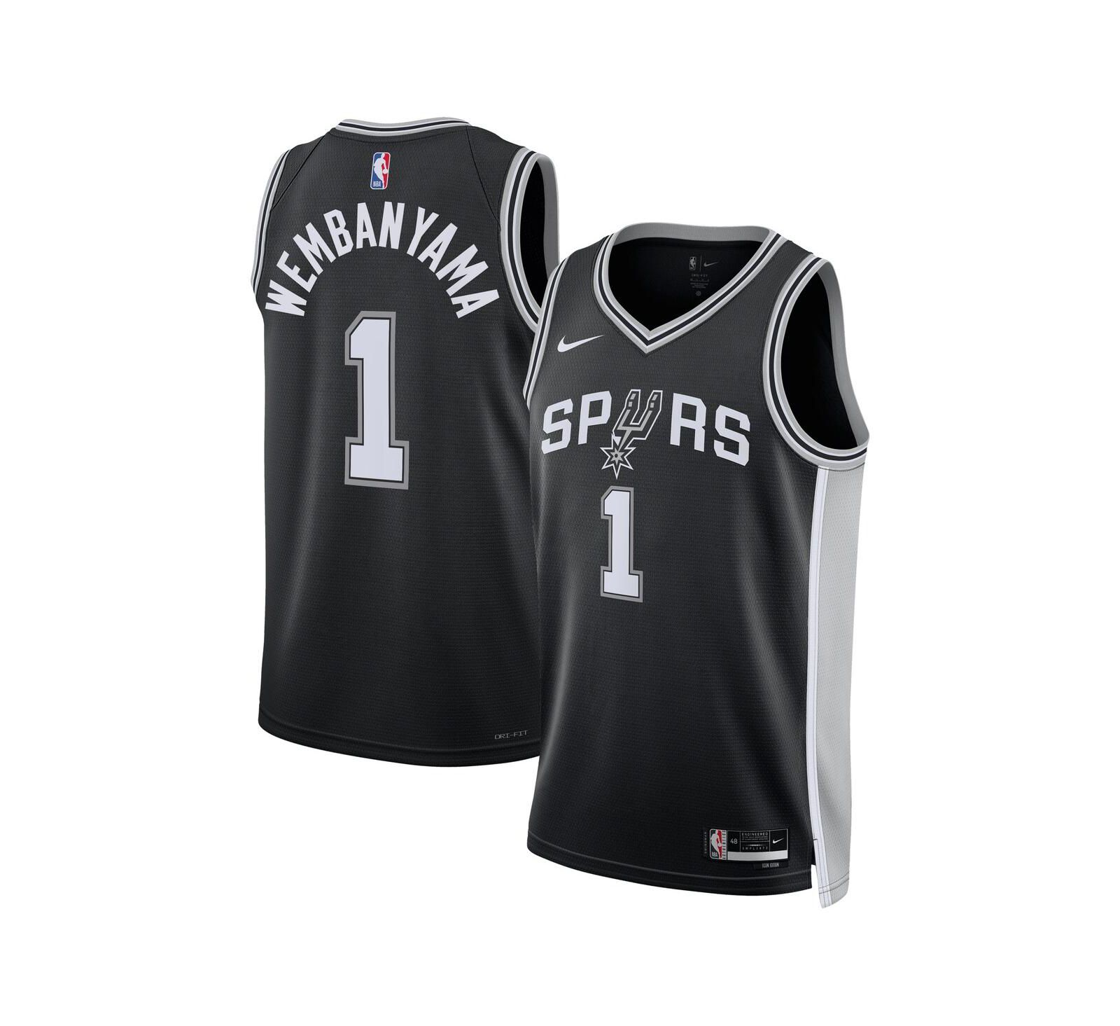 Мужская и женская джерси Nike Victor Wembanyama Black San Antonio Spurs 2023 NBA Draft First Round Pick Swingman Icon Edition
