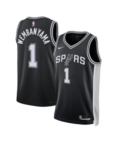 Мужская и женская джерси Nike Victor Wembanyama Black San Antonio Spurs 2023 NBA Draft First Round Pick Swingman Icon Edition