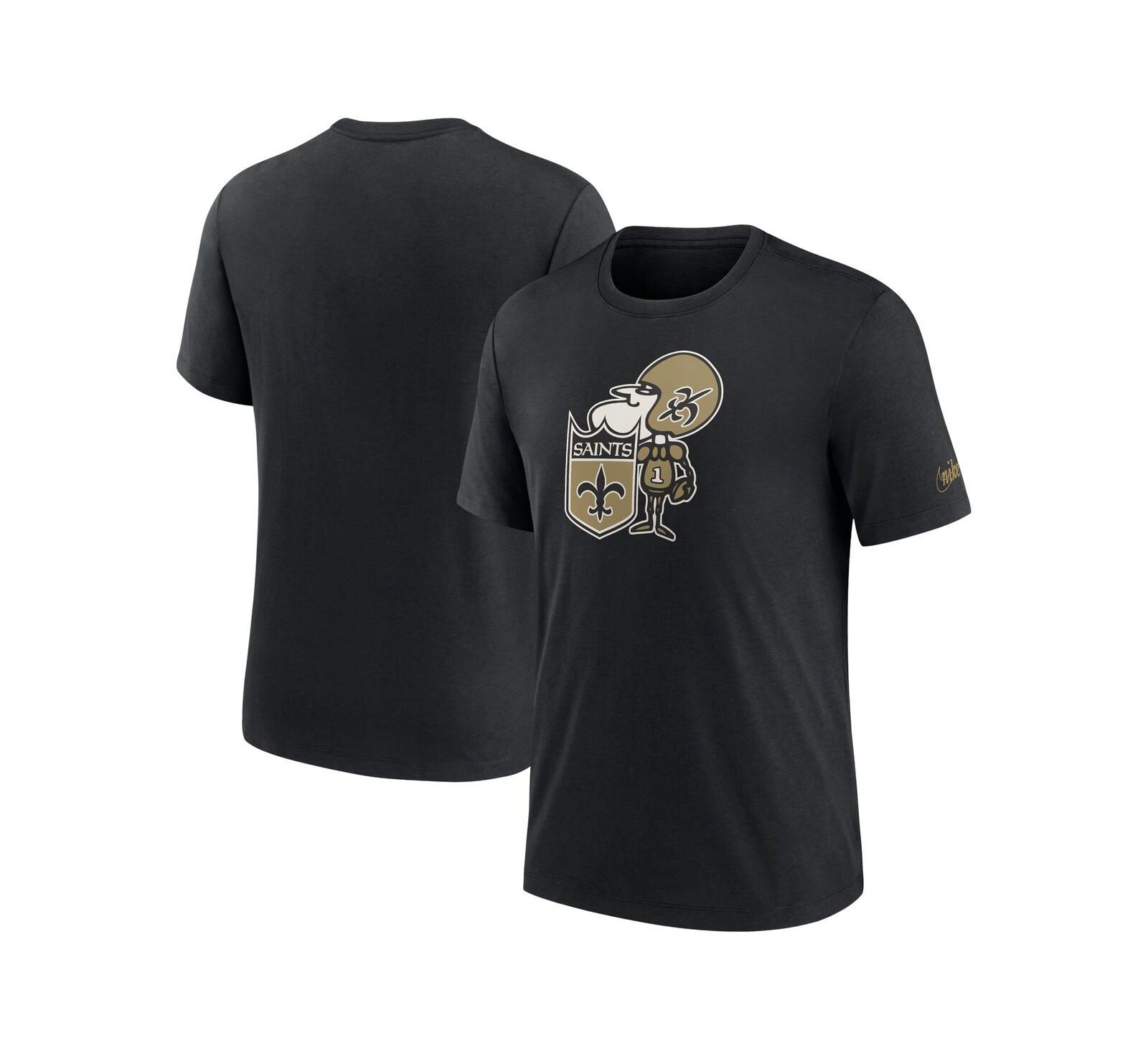 Men's Nike Black New Orleans Saints Rewind Logo Tri-Blend T-shirt