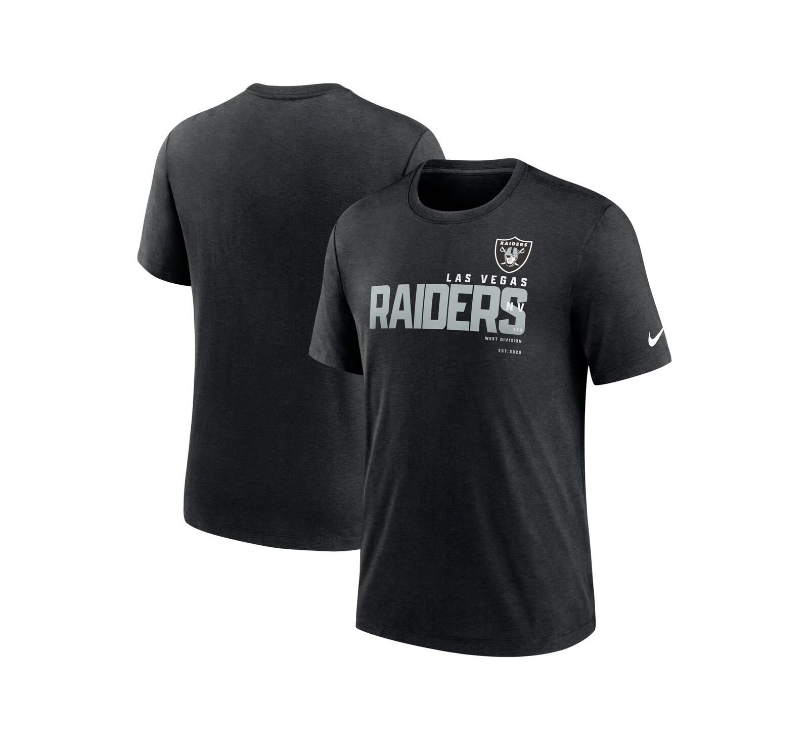 Men's Nike Heather Black Las Vegas Raiders Team Tri-Blend T-shirt