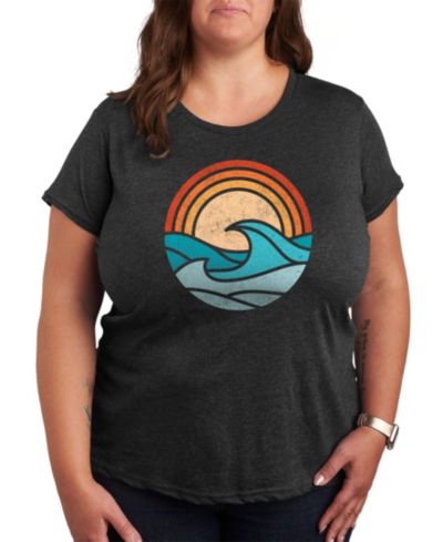 Hybrid Apparel Trendy Plus Size Beach Waves Graphic T-Shirt