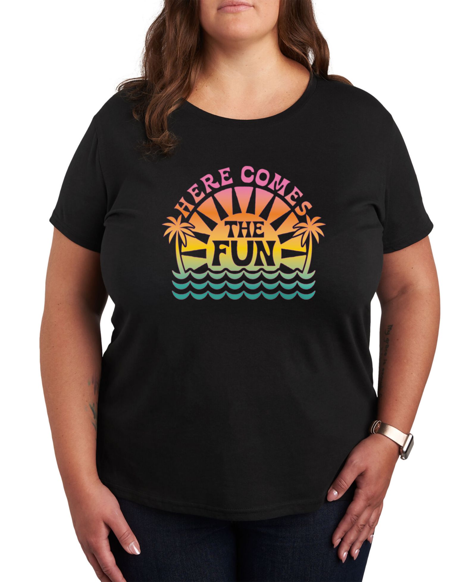 Hybrid Apparel Trendy Plus Size Summer Fun Graphic T-Shirt