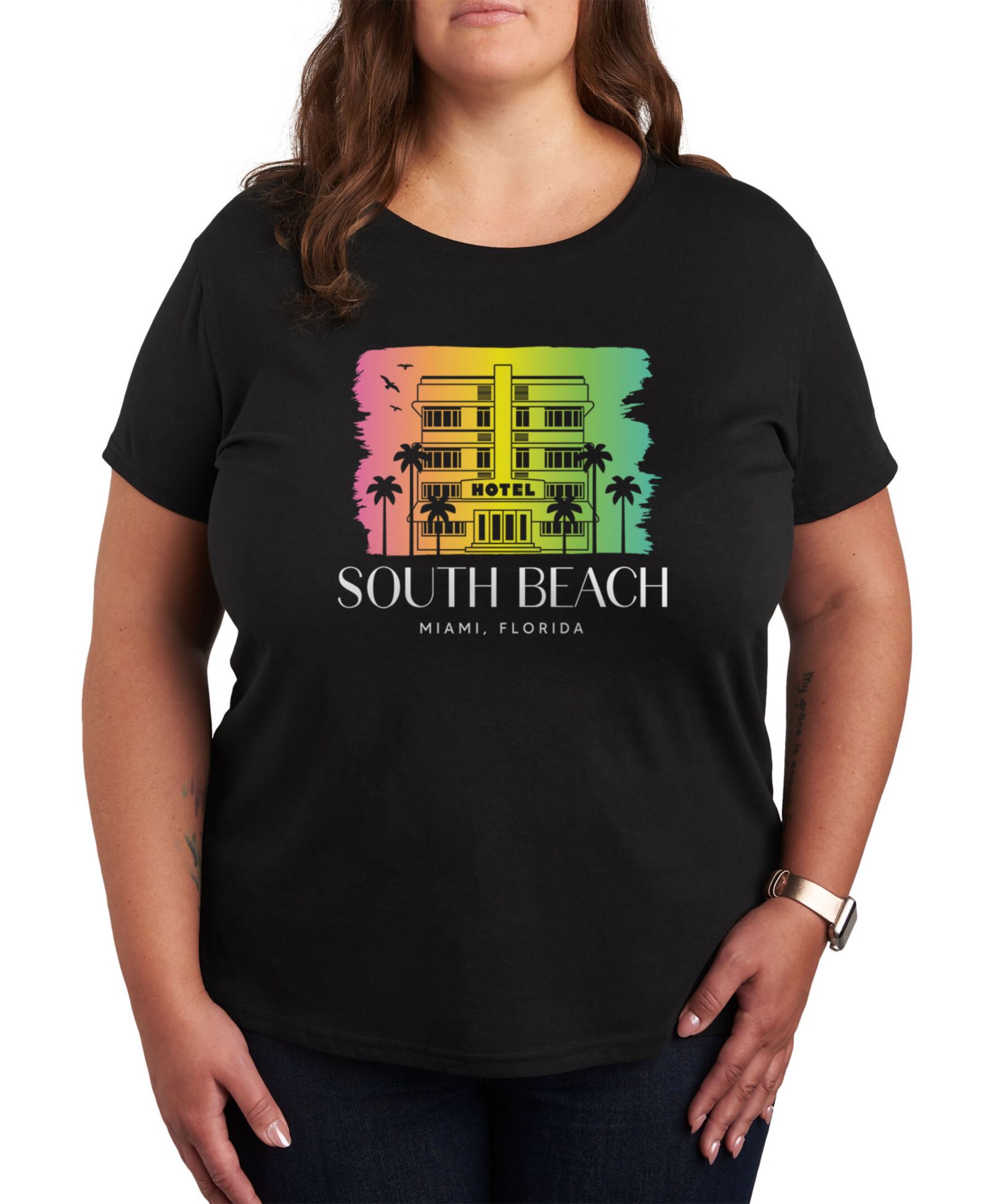 Hybrid Apparel Trendy Plus Size South Beach Graphic T-Shirt