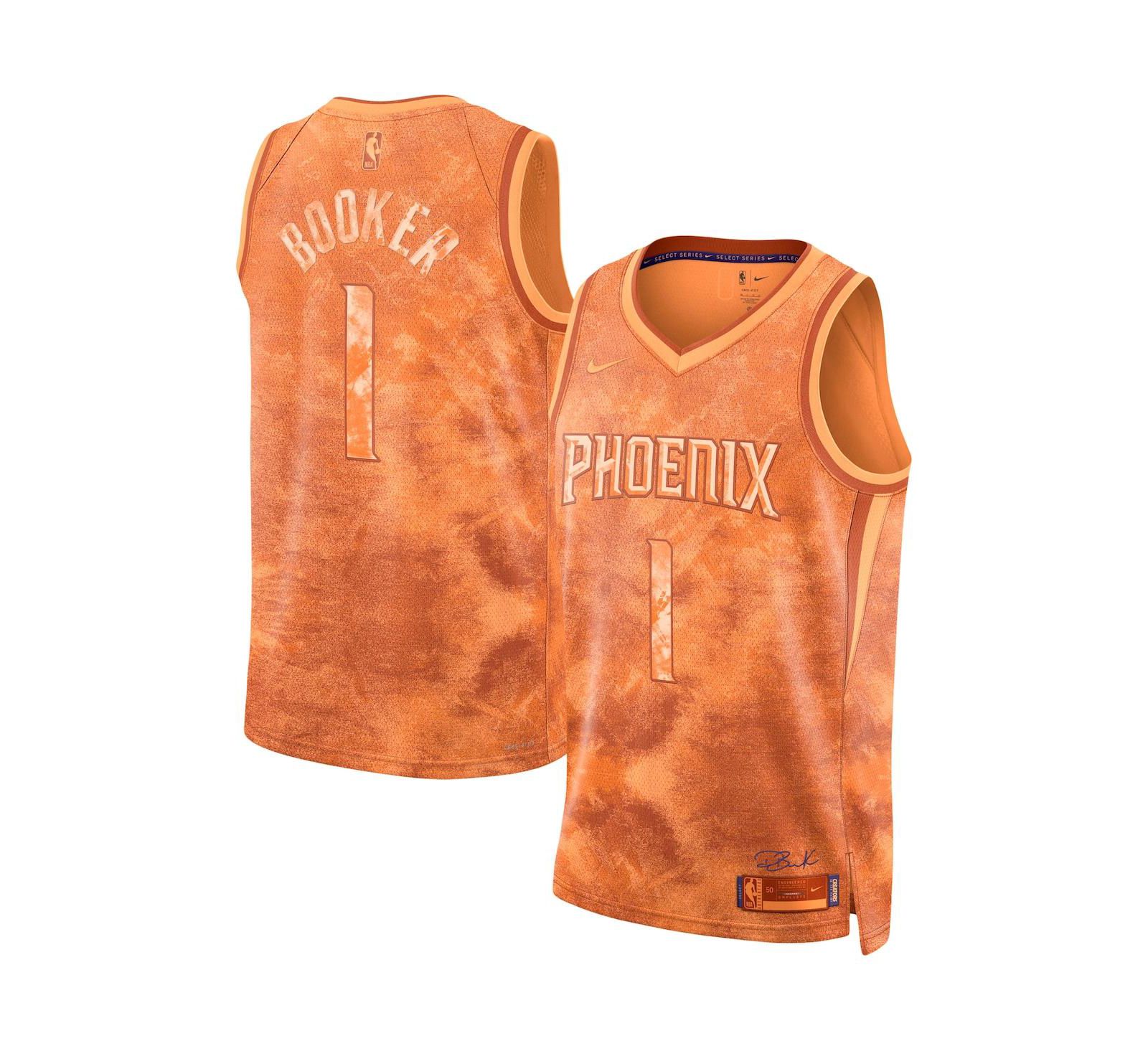 Men's and Women's Nike Devin Booker Orange Phoenix Suns Select Series Swingman Jersey