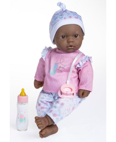 Мягкая кукла JC TOYS La Baby African American 14.3" с набором из 3 предметов