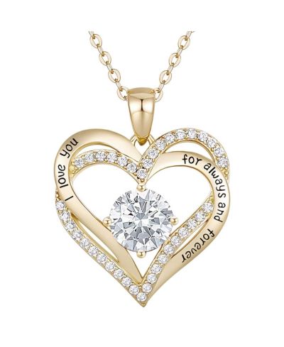 Rachel Glauber Cubic Zirconia Heart Pendant Necklace