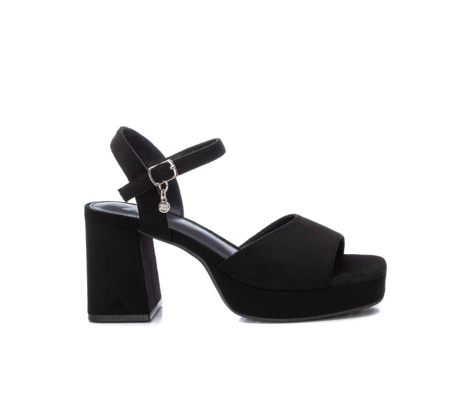 Women's Heeled Suede Sandals With Platform By XTI,  Black