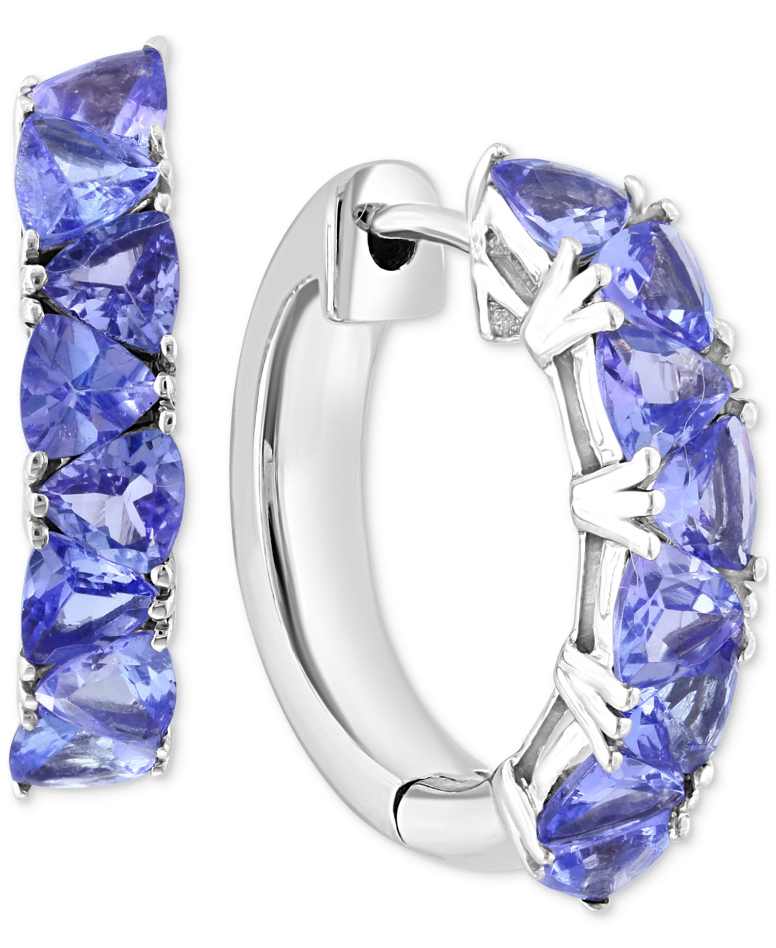 Серьги-кольца EFFY Tanzanite Trillion Small в стерлинговом серебре