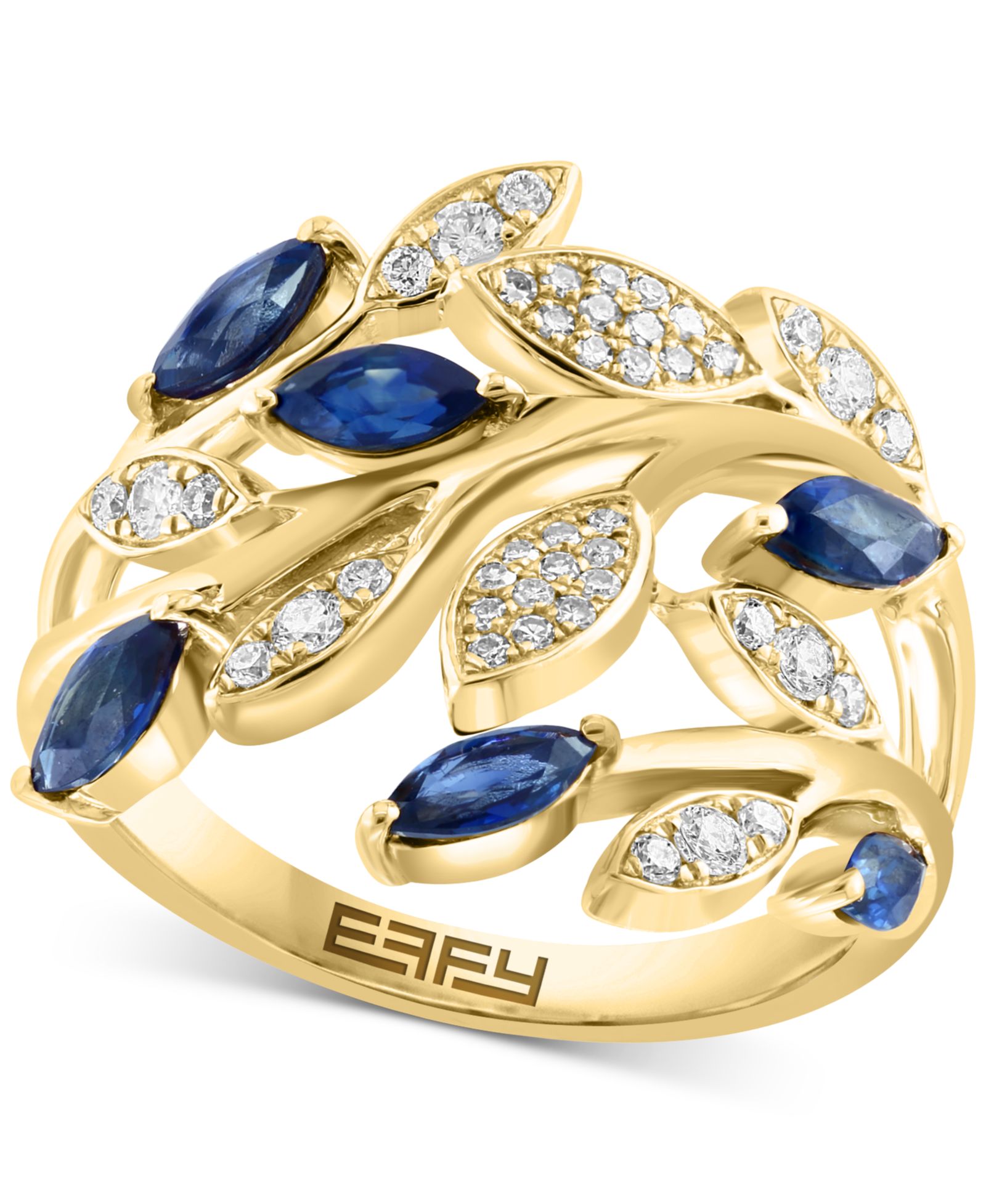 Кольцо EFFY Sapphire & Diamond Vine в 14k Gold