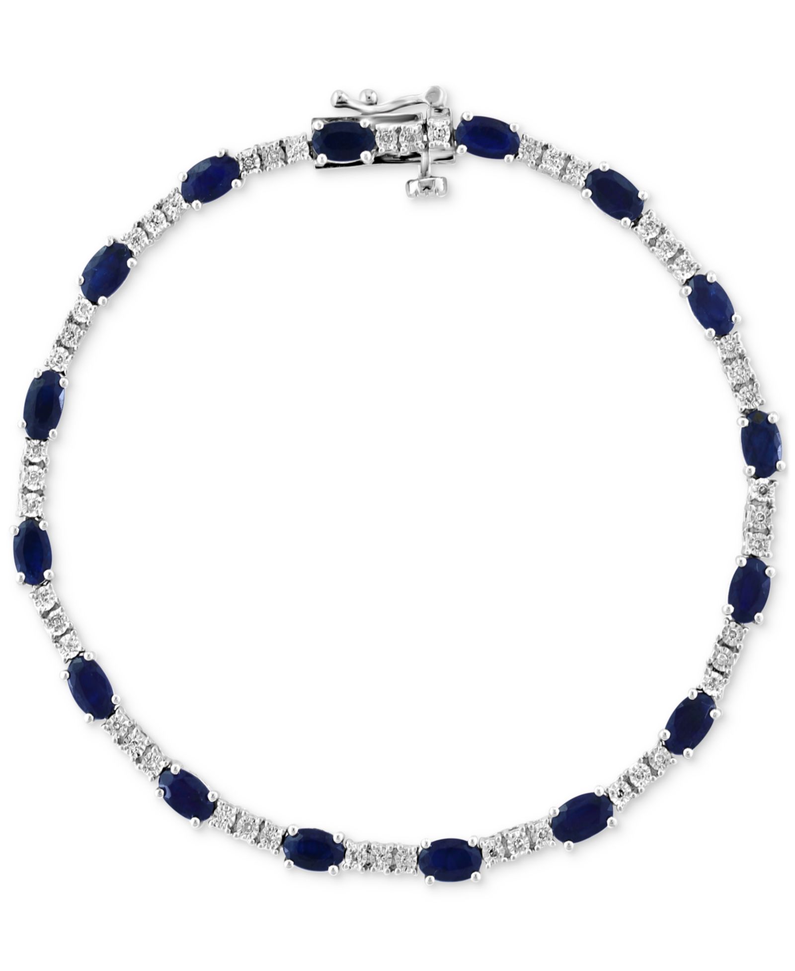 Браслет EFFY Sapphire & Diamond Tennis из стерлингового серебра