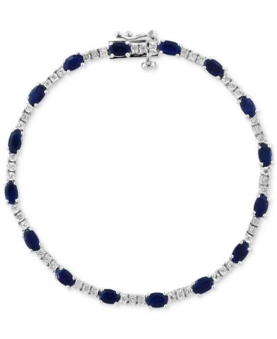 Браслет EFFY Sapphire & Diamond Tennis из стерлингового серебра