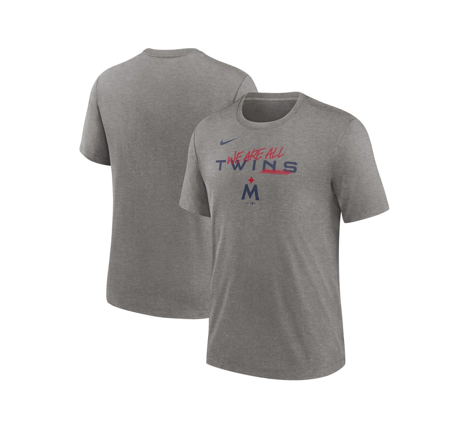 Мужская футболка Nike Heather Gray Minnesota Twins We Are All Tri-Blend