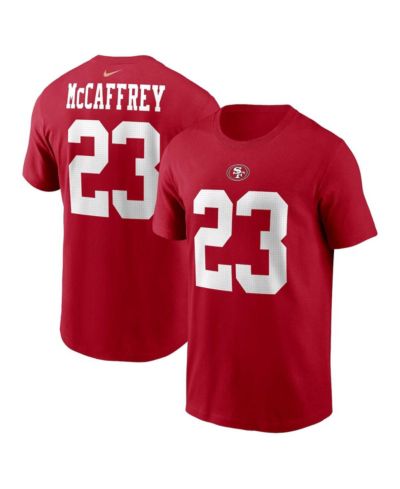 Мужская футболка Nike Christian McCaffrey Scarlet San Francisco 49ers с именем и номером игрока