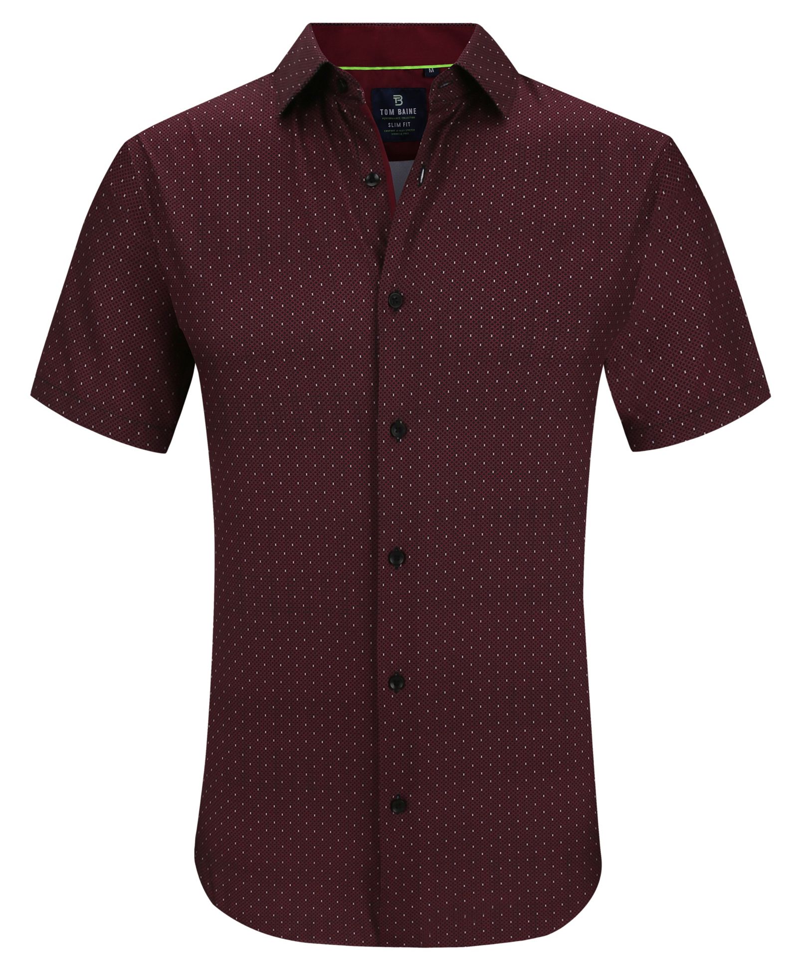 Tom Baine Men's Slim Fit Short Sleeve Performance Stretch Button Down Dress Shirt
