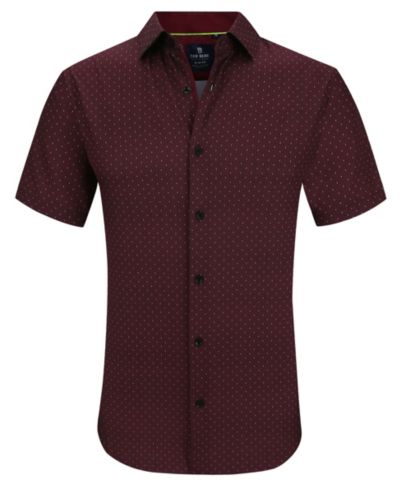 Tom Baine Men's Slim Fit Short Sleeve Performance Stretch Button Down Dress Shirt