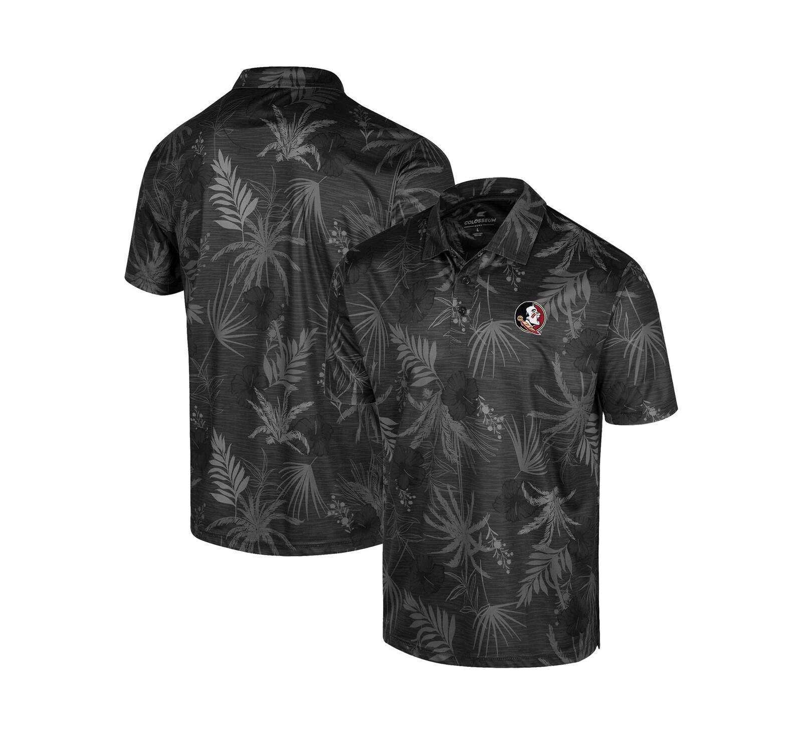 Men's Colosseum Black Florida State Seminoles Palms Team Polo Shirt