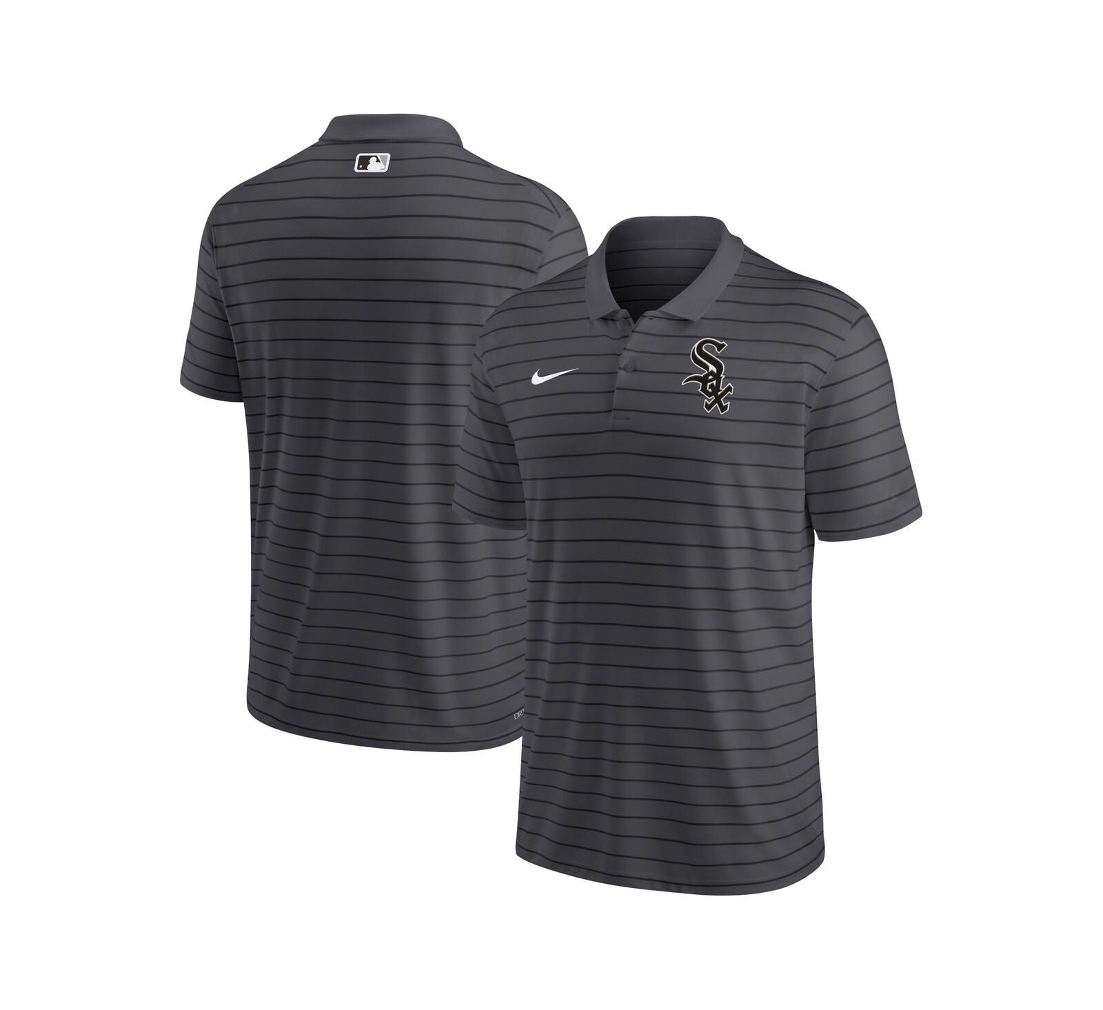 Men's Nike Charcoal Chicago White Sox Authentic Collection Victory Striped Performance Polo Shirt