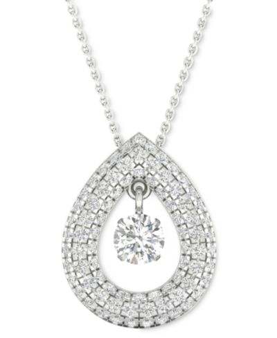 Diamond Orbital Multi Halo Teardrop Pendant Necklace (1/2 ct. t.w.) in 10k White Gold, 16" + 2" extender