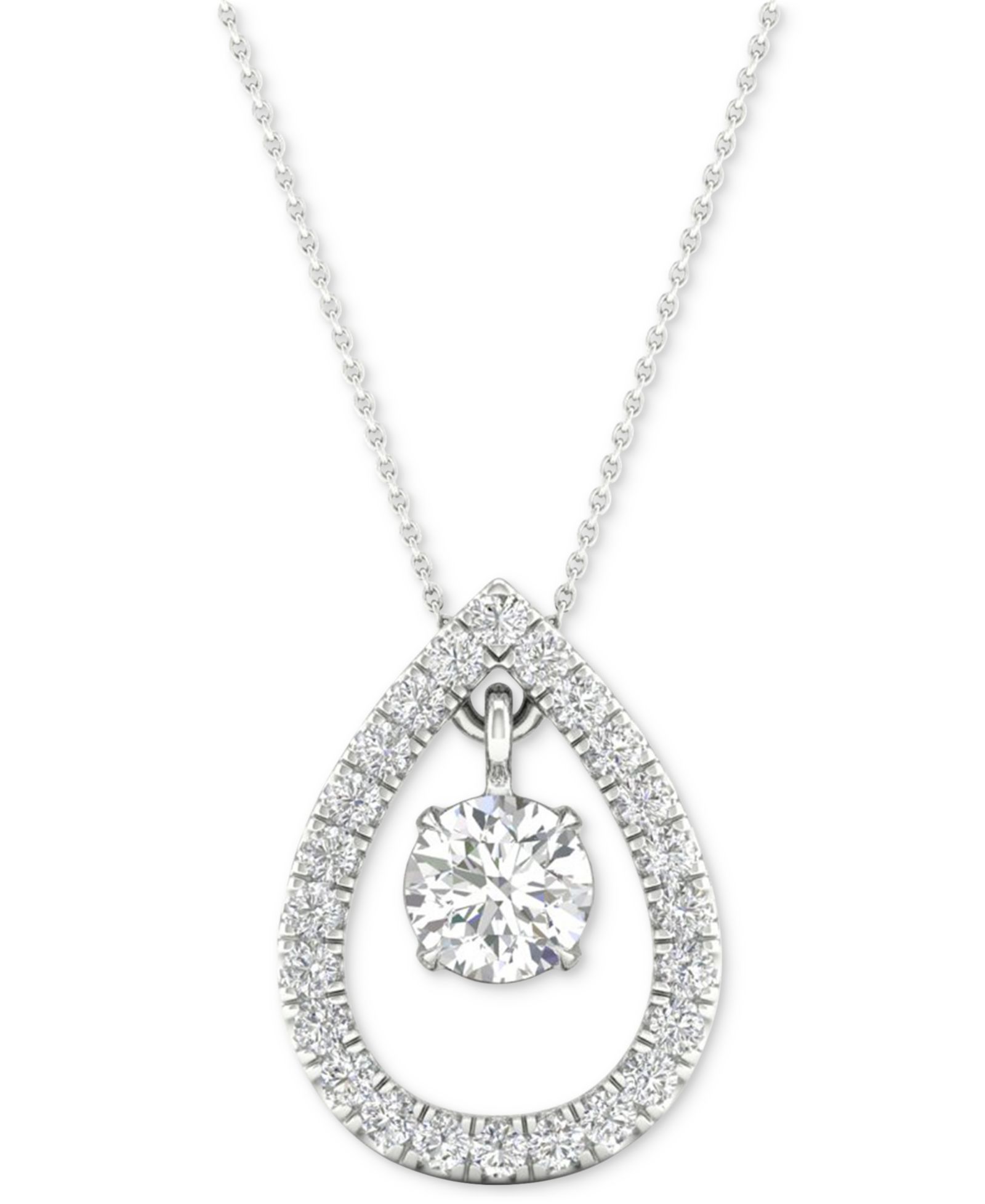 Подвеска-кулон Diamond Orbital Halo Teardrop в белом золоте 10k, 16" + 2" extender