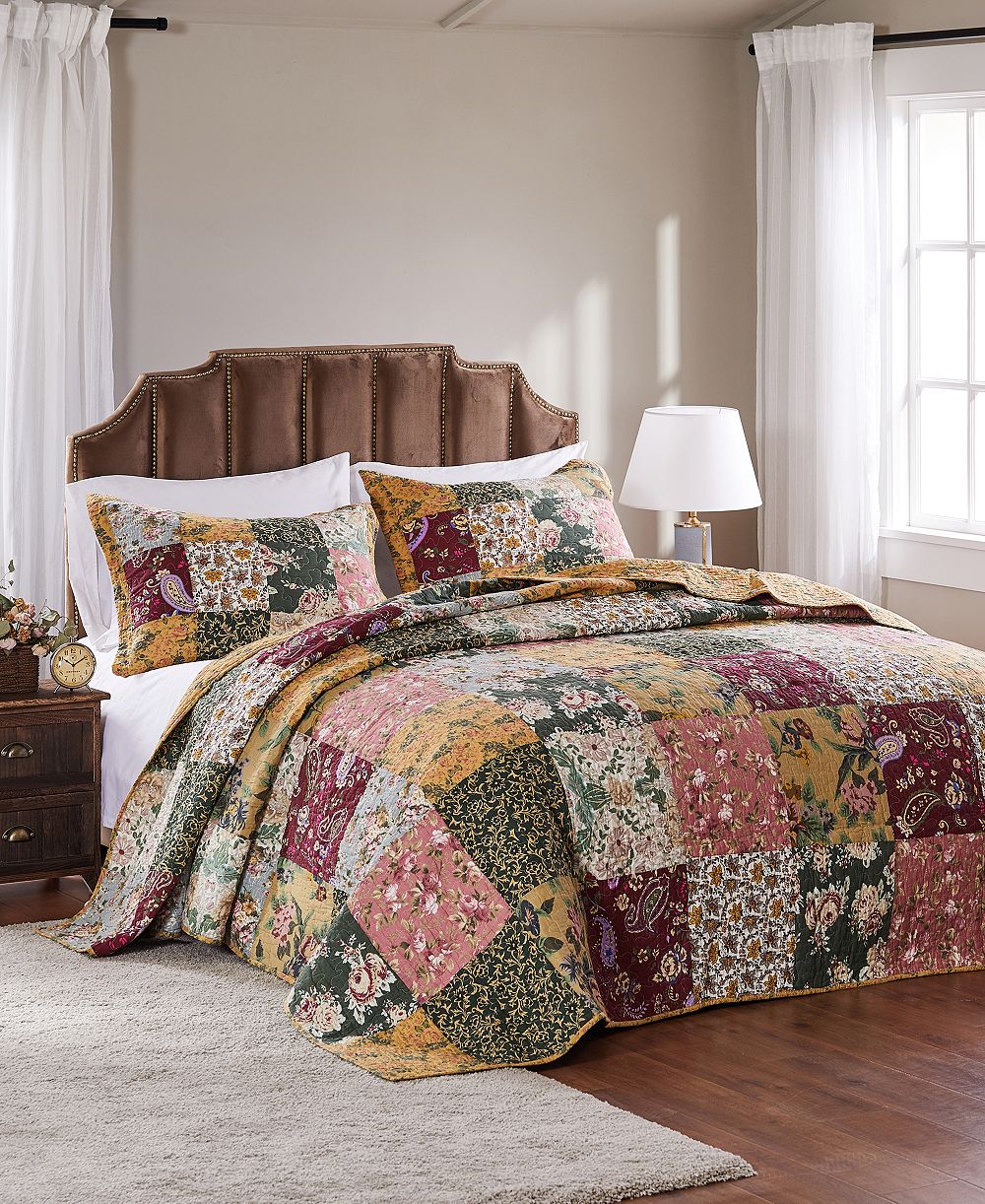 Комплект стеганого покрывала Greenland Home Fashions Antique-Like Chic Patchwork 3 Piece, Queen
