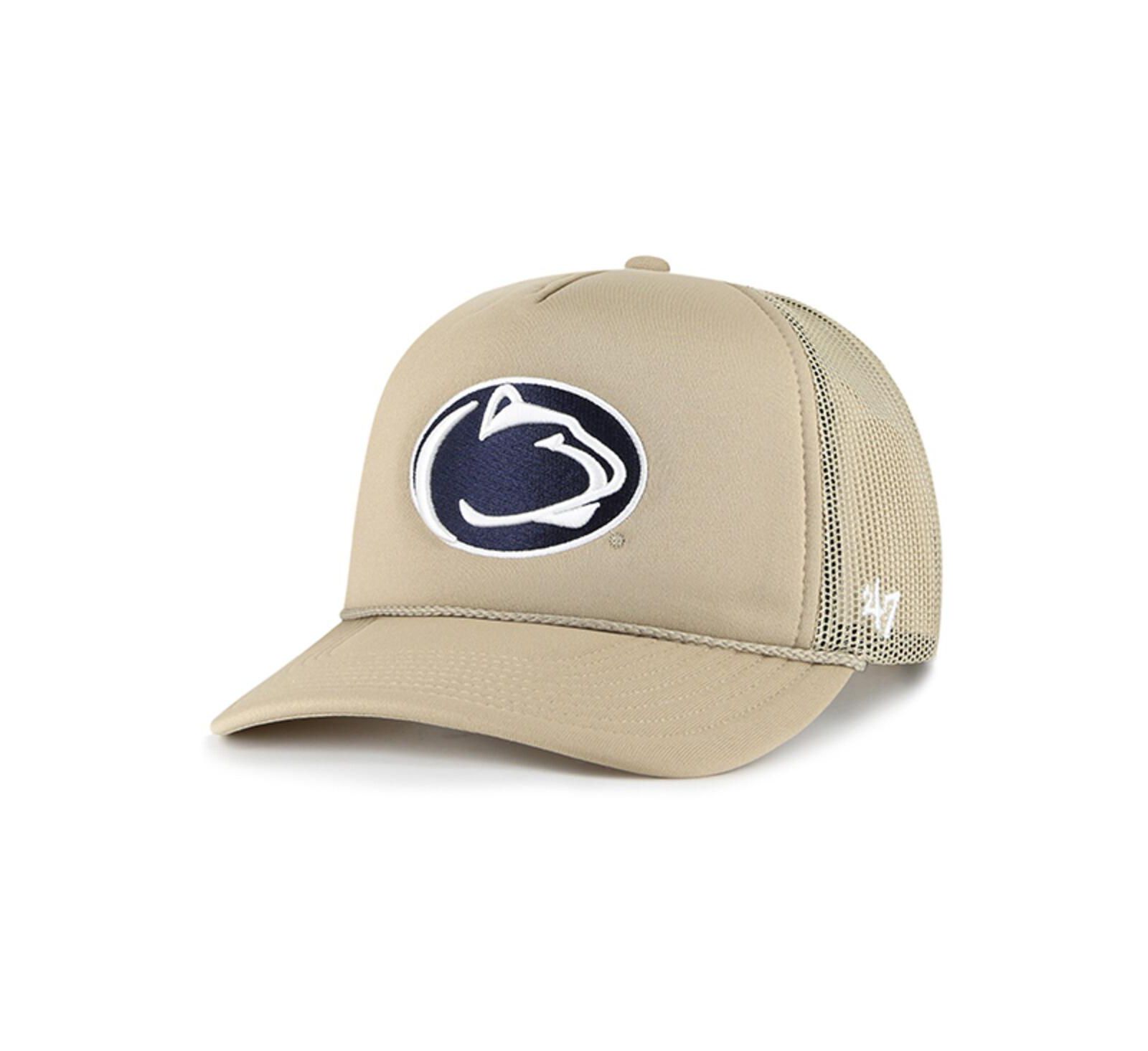 Men's '47 Brand Khaki Penn State Nittany Lions Foam Front Mesh Trucker Snapback Hat
