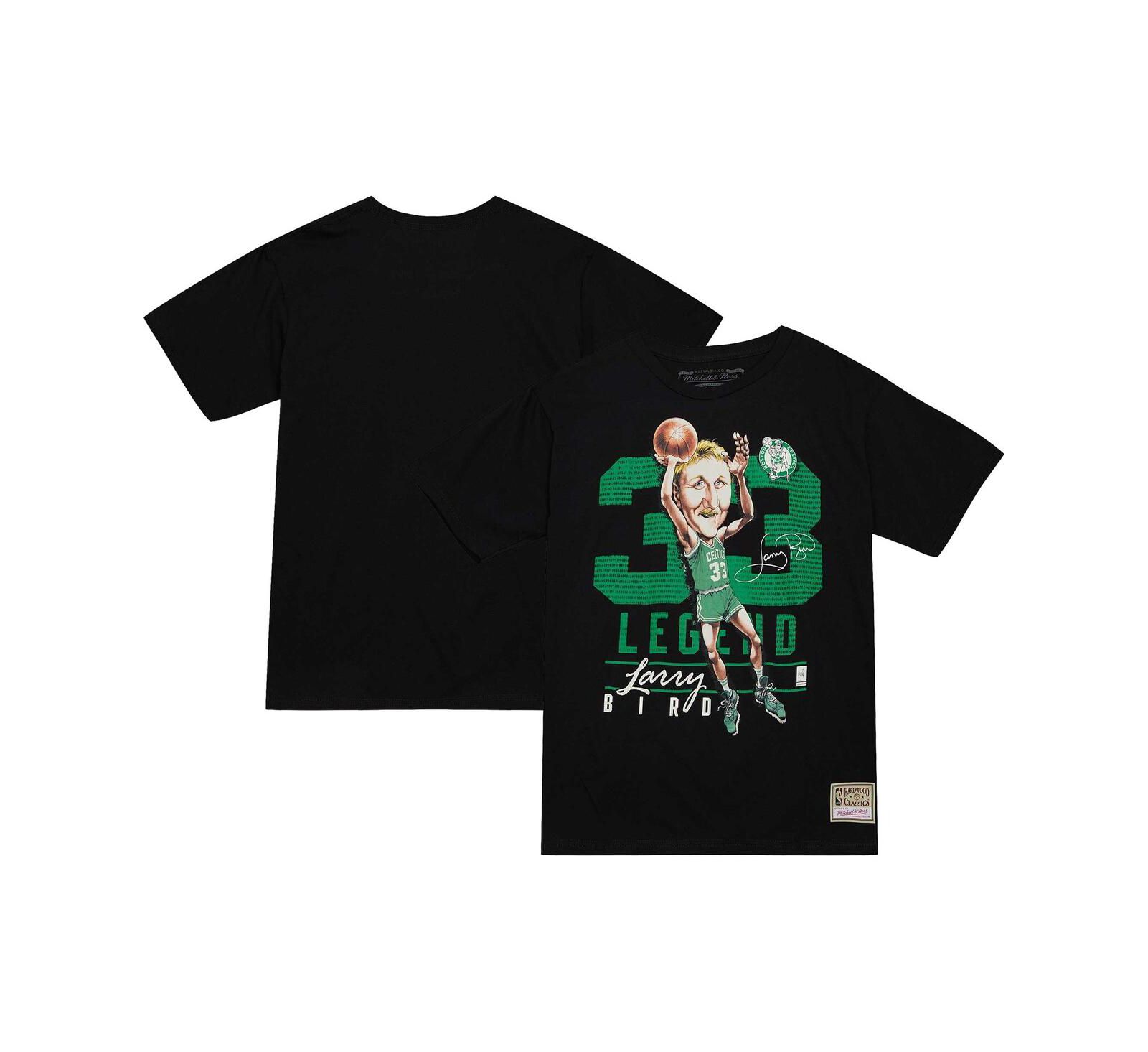 Mitchell & Ness Мужская футболка Larry Bird Boston Celtics Hardwood Classics Caricature, черная