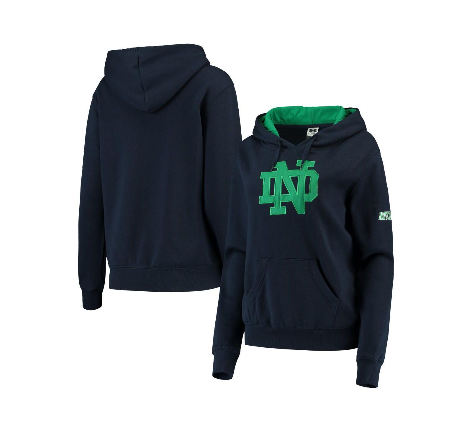 Women's Stadium Athletic Navy Notre Dame Fighting Irish Big Logo Pullover Hoodie