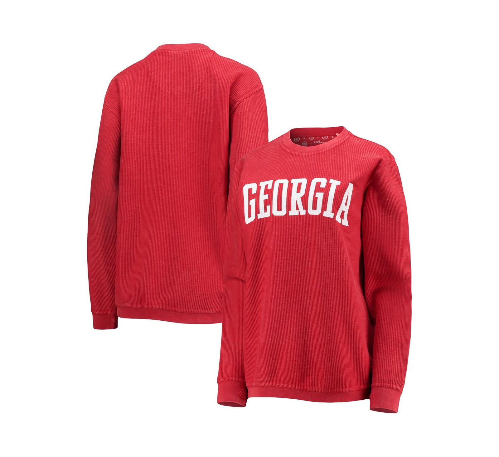 Женская толстовка Pressbox Red Georgia Bulldogs Comfy Cord Vintage-Like Wash Basic Arch Pullover