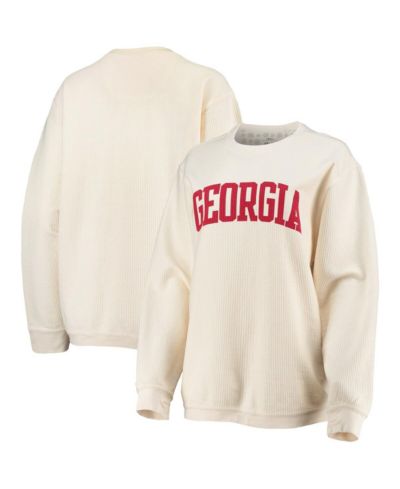 Женское свитшот Pressbox Georgia Bulldogs White Cord Vintage-Like Wash