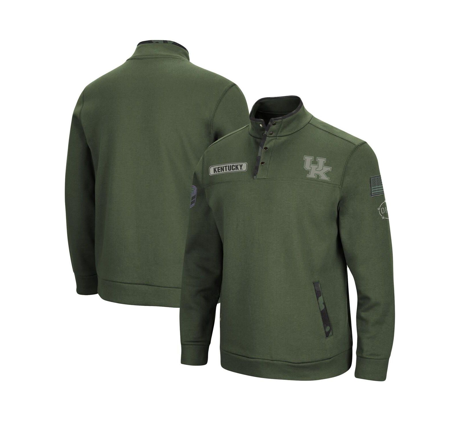 Men's Colosseum Olive Kentucky Wildcats OHT Military-Inspired Appreciation Digital Camo Quarter-Snap Jacket