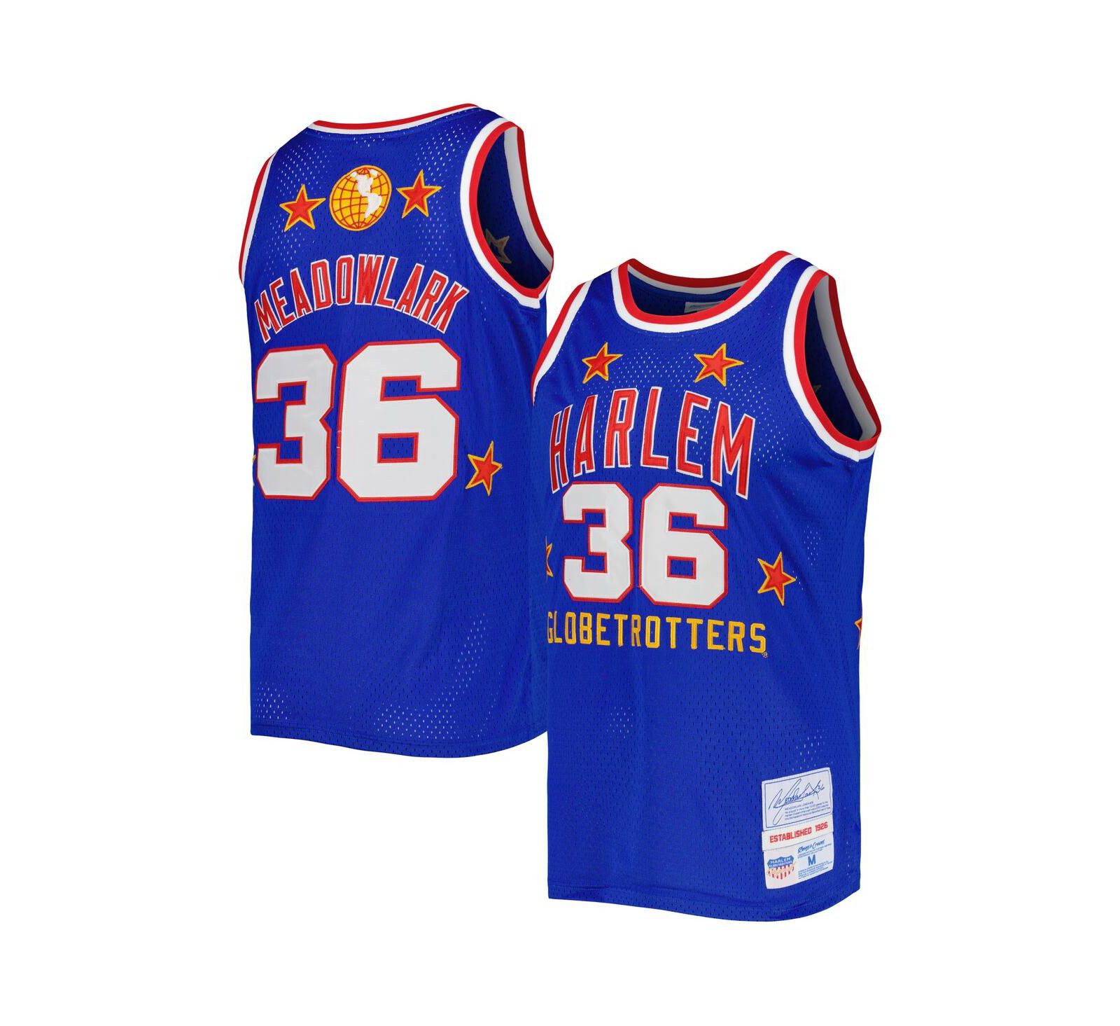Мужская джерси Rings & Crwns Meadowlark Lemon Royal Harlem Globetrotters Swingman