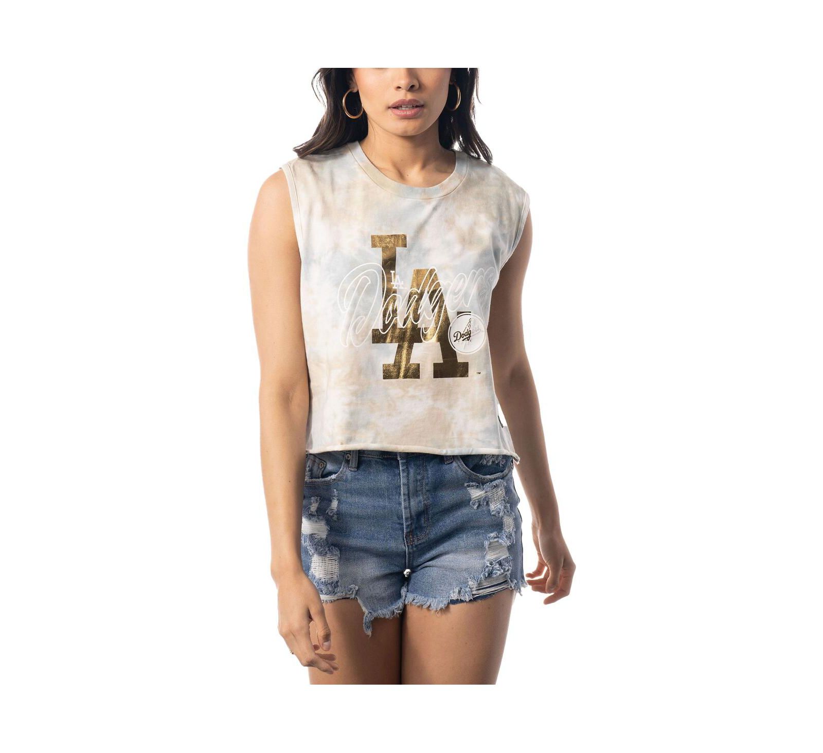 Женский топ The Wild Collective White Los Angeles Dodgers Washed Muscle