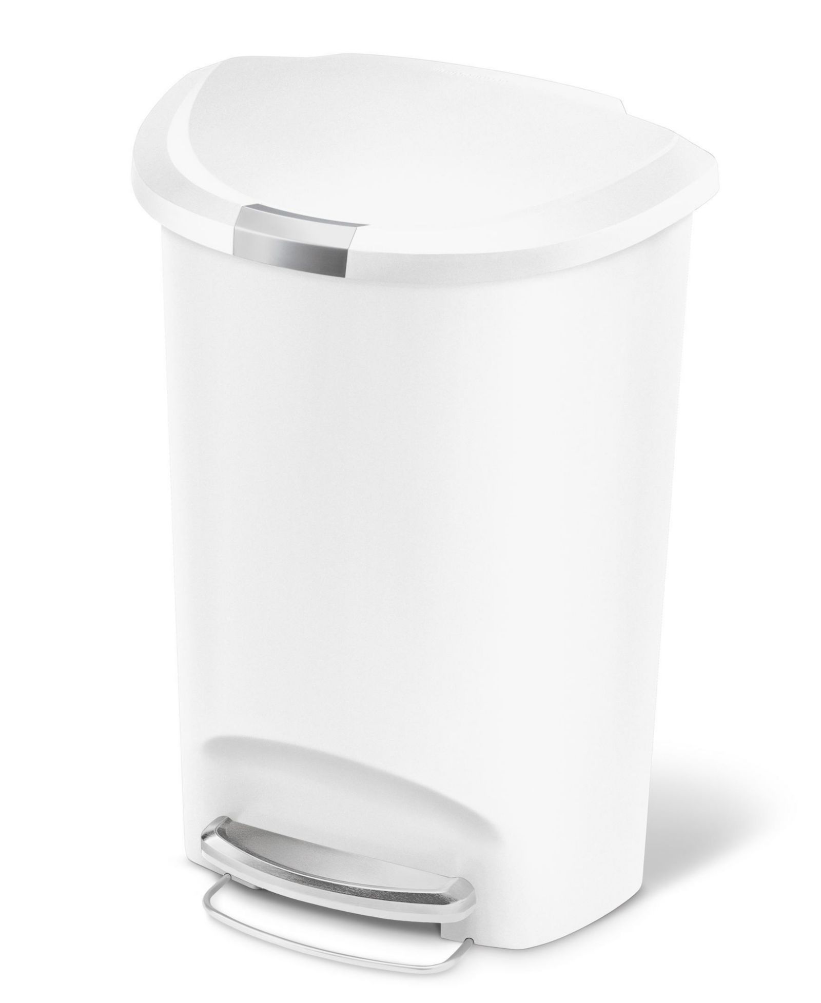 Simplehuman 13 Gallon Plastic Semi-Round Step Kitchen Trash Can with Soft-Close Locking Lid