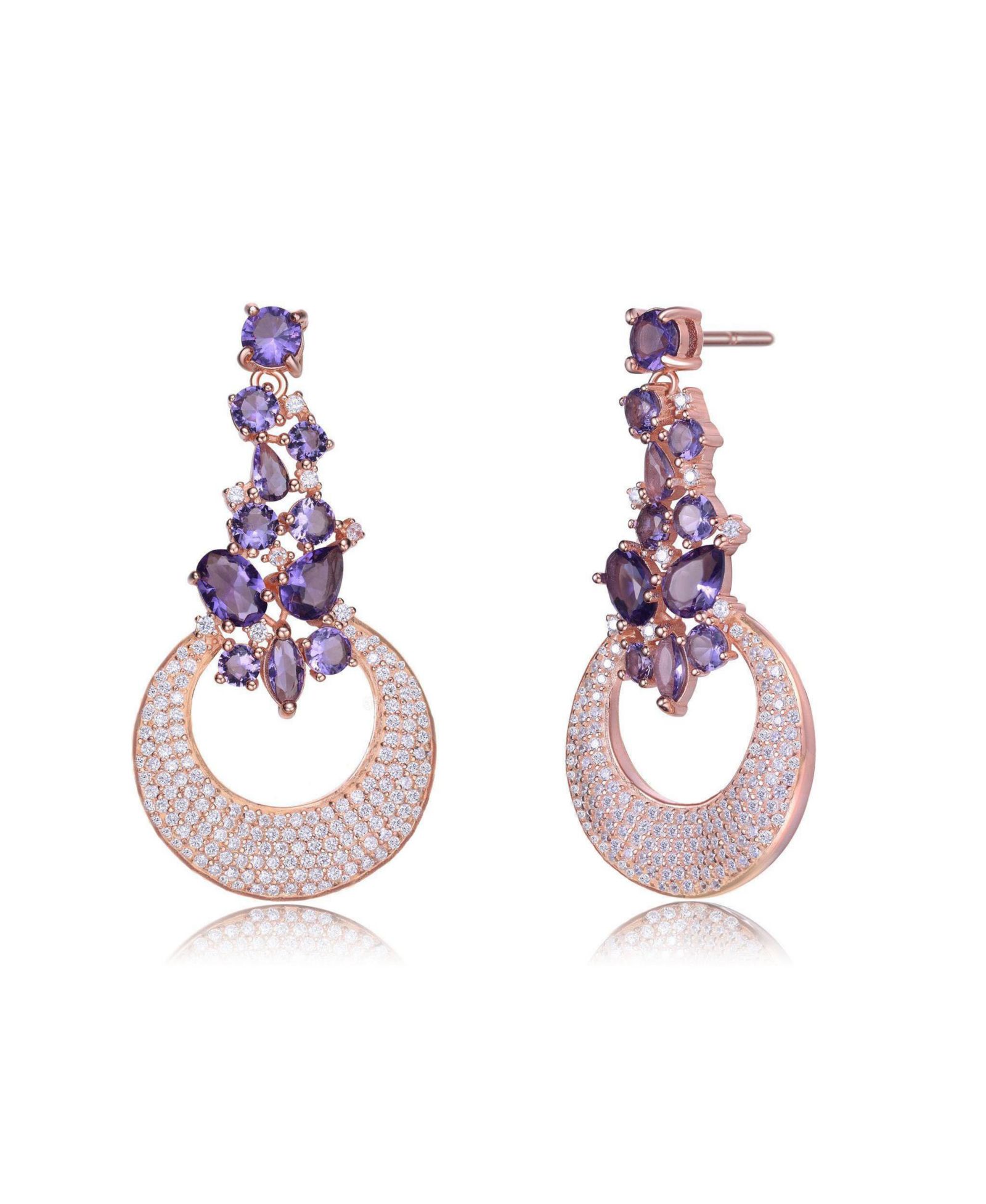 Genevive серьги-подвески Crescent Moon CZ Sterling Silver