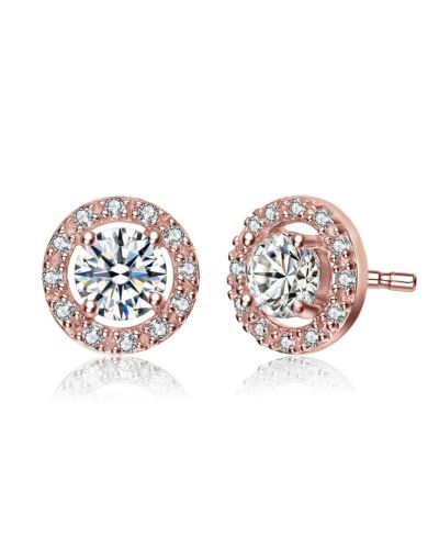 Rachel Glauber Cubic Zirconia Elegant Halo Stud Earrings