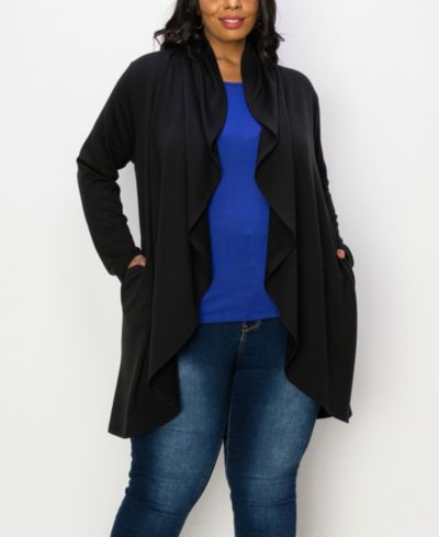 Трикотажный топ COIN 1804 Plus Size Draped Flyaway Cardigan Duster
