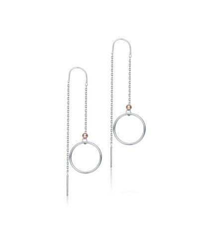 Genevive Classic Sterling Silver Two-Tone Dangling Earrings