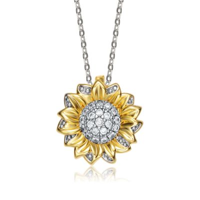 Подвеска с подсолнухом и кубическим цирконием Rachel Glauber, позолоченная 14K
