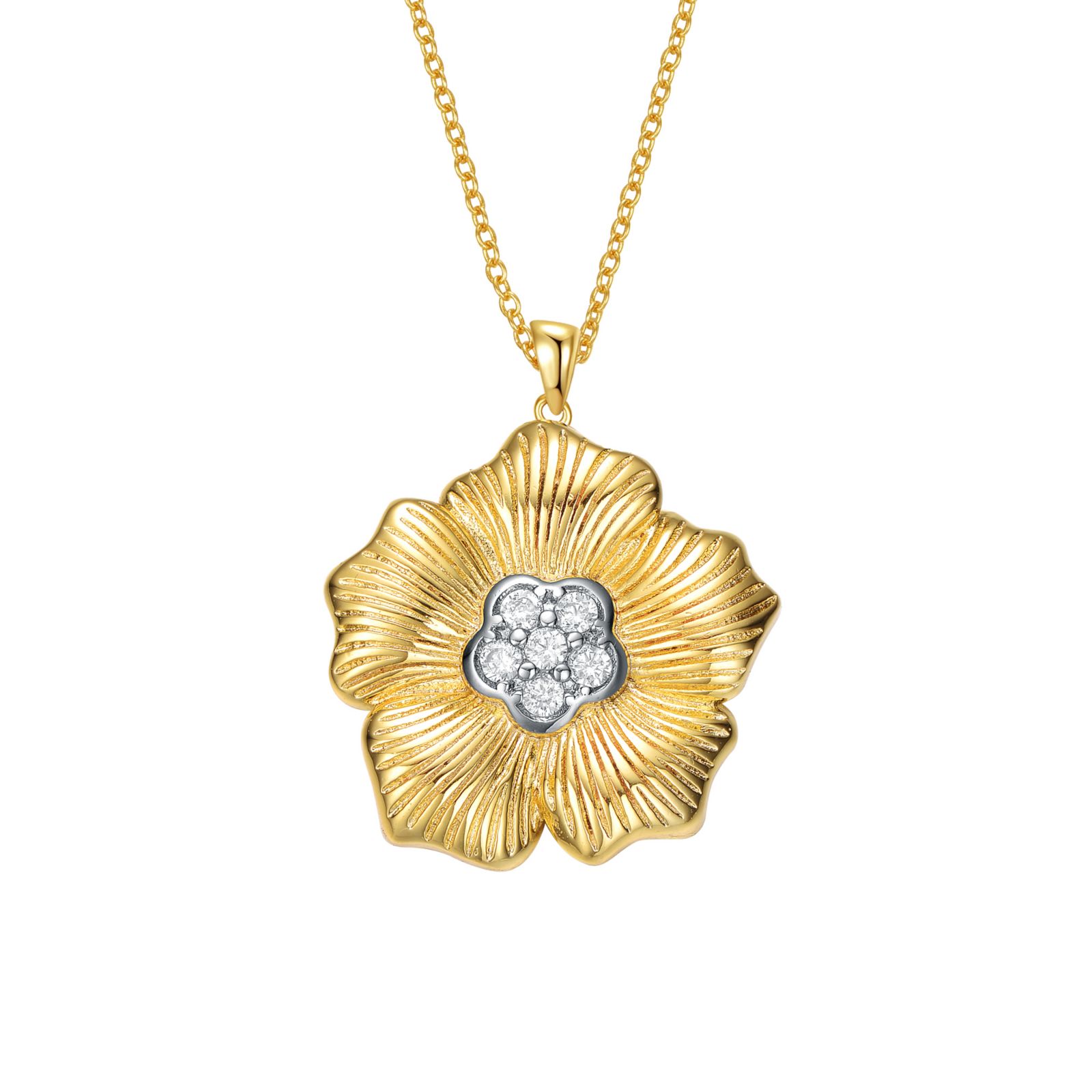 Подвеска Rachel Glauber Charming 14K Gold Plated CZ Floral