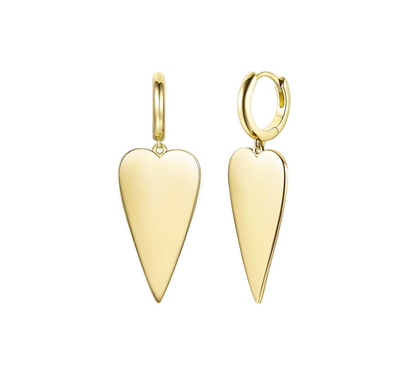 Серьги-кольцо Rachel Glauber 14k Gold Plated Elongated Heart Charm Dangle Mini