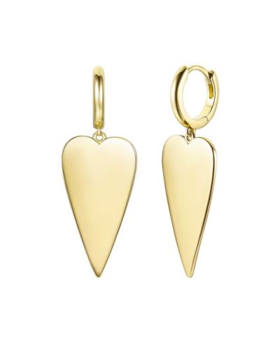 Серьги-кольцо Rachel Glauber 14k Gold Plated Elongated Heart Charm Dangle Mini
