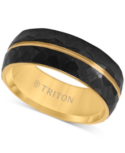 Triton Мужское свадебное кольцо Comfort Fit, титан и желтое PVD-покрытие
