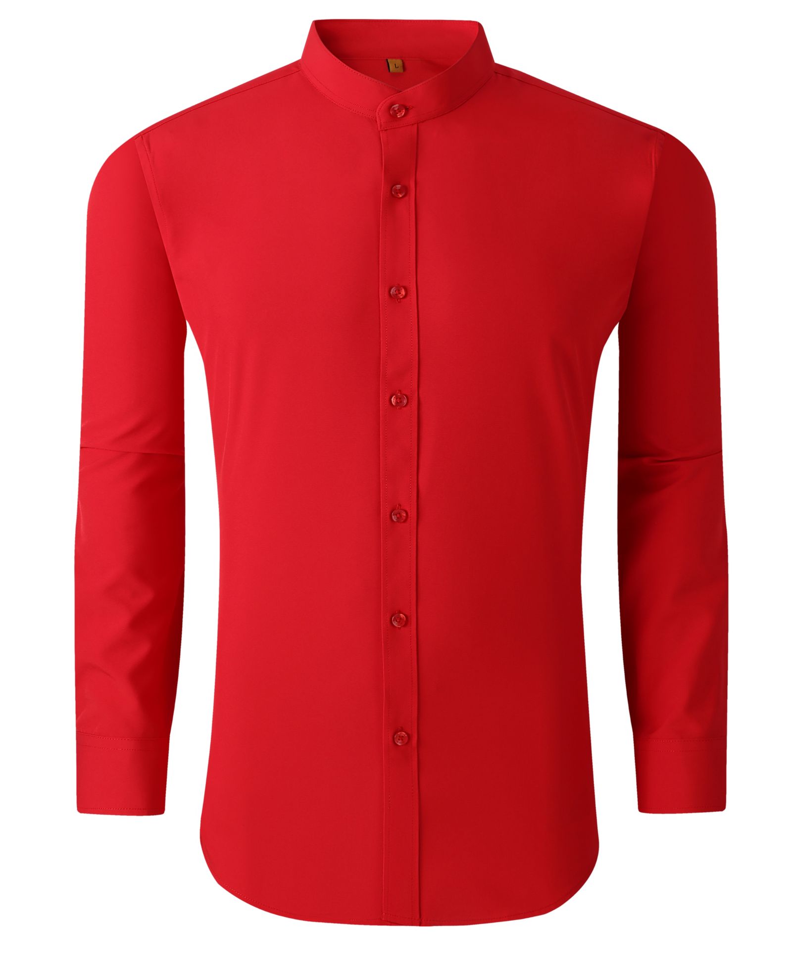 Мужская рубашка Suslo Couture Slim Fit Solid Performance Collarless Button Down