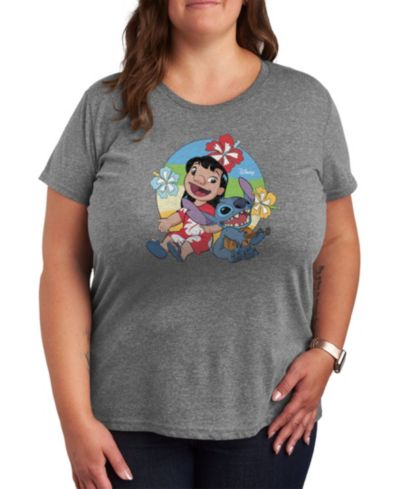 Hybrid Apparel Trendy Plus Size Lilo and Stitch Graphic T-shirt