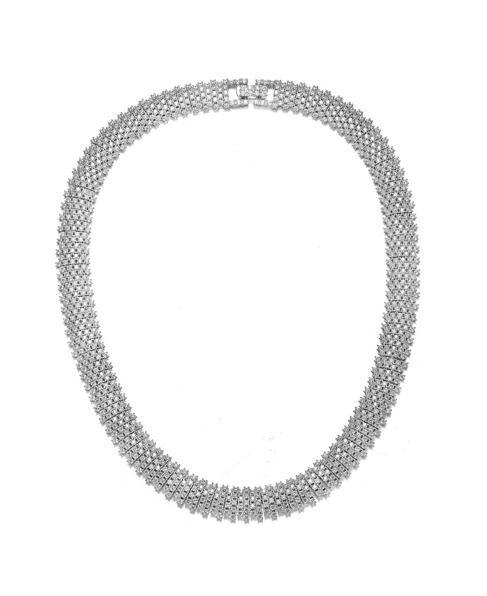Колье Rachel Glauber Modern White Gold Plated CZ Linear Pave