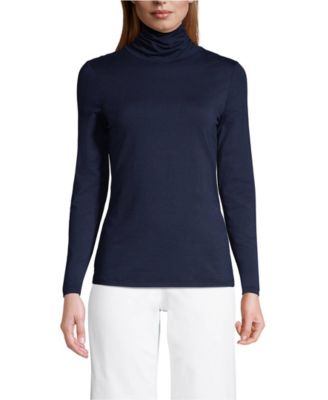 Lands' End Женский легкий трикотажный лонгслив с высоким воротником