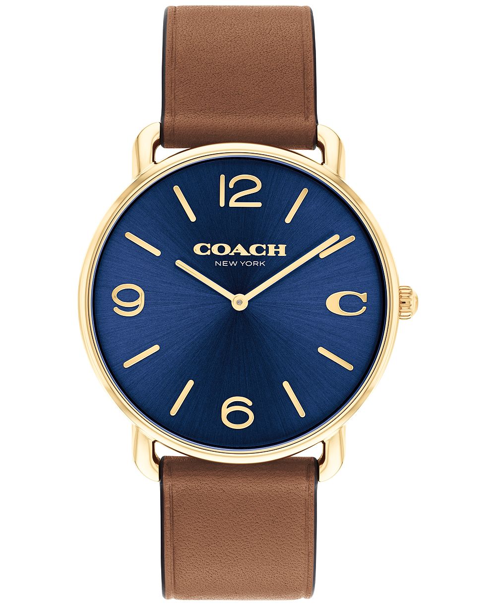 COACH Unisex Elliot Saddle Leather Strap Watch 40mm