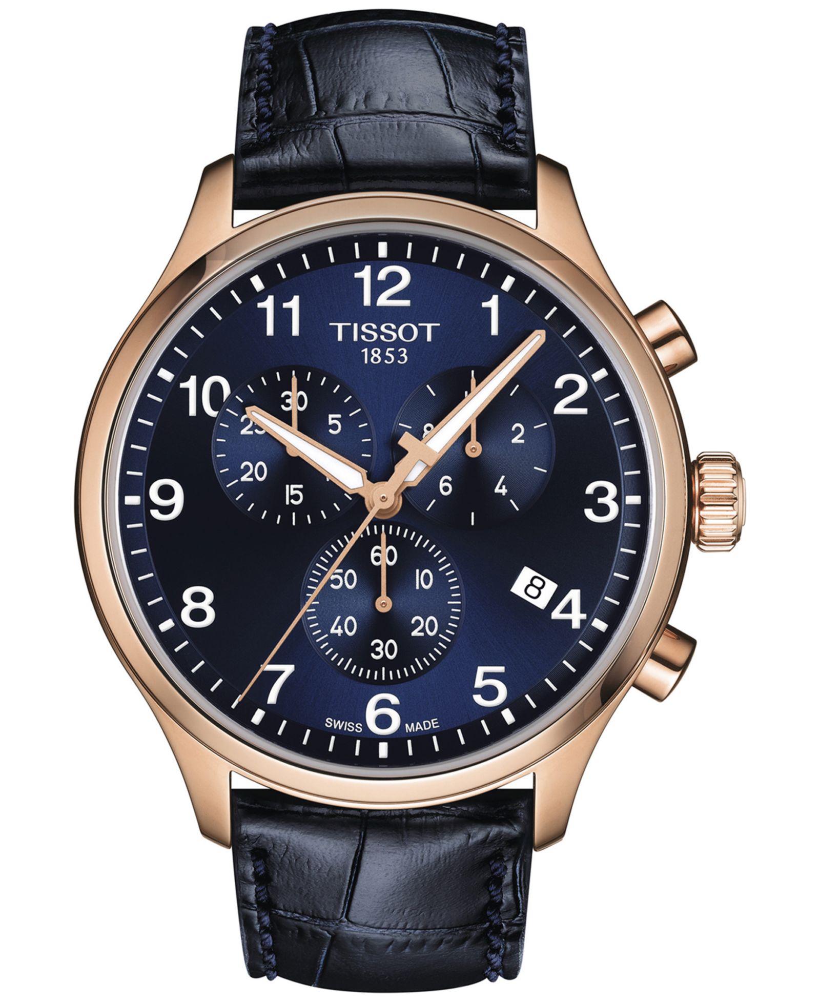 Tissot Men's Swiss Chronograph XL Classic Blue Leather Strap Watch 45mm