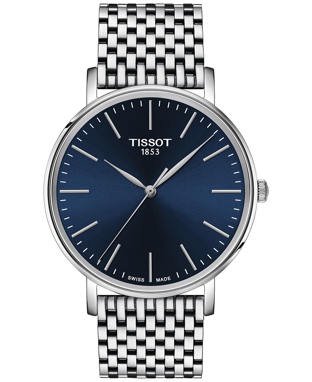 Мужские швейцарские часы Tissot Everytime из нержавеющей стали с браслетом, 40 мм